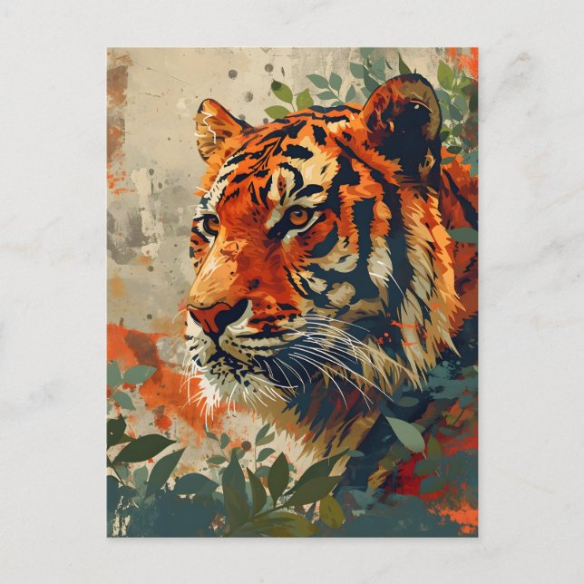 Carte Postale Tigre vintage : Nostalgie majestueuse (Devant)