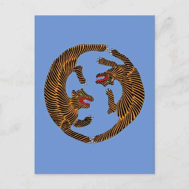 Carte Postale Tigres d'art populaire japonais (Devant)