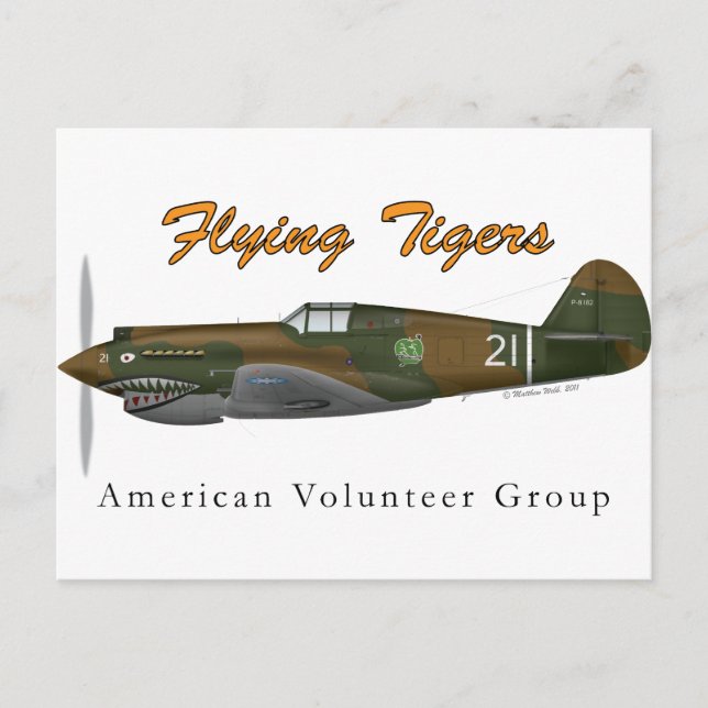 Carte Postale Tigres volants P-40B (Devant)