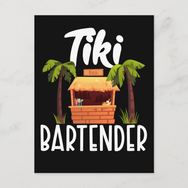 Carte Postale Tiki Hawaii Bartender Funny Tahitian Drink Mixer (Devant)