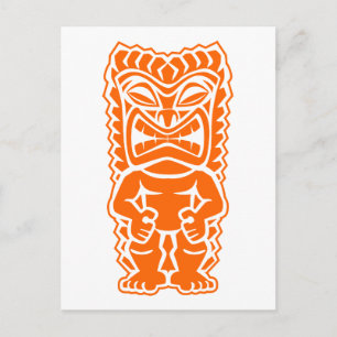 Carte Postale tiki totem guerrier orange