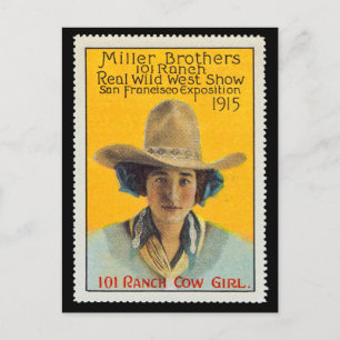 Carte Postale Timbre d'affiche de cow-girl de 101 ranchs, #1,