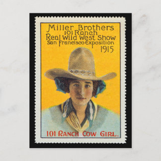 Carte Postale Timbre d'affiche de cow-girl de 101 ranchs, #1,