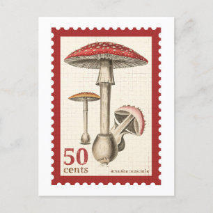 Carte postale Timbre de champignons