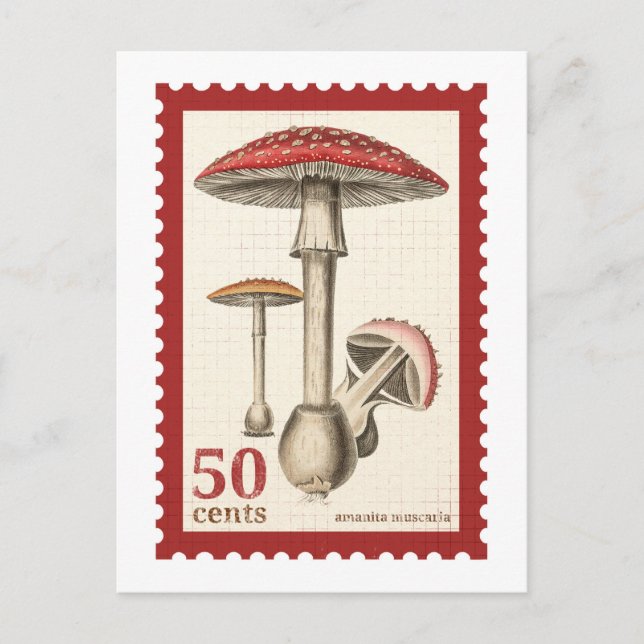 Carte postale Timbre de champignons (Devant)