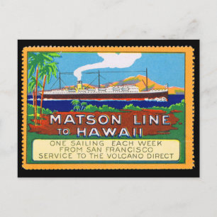 Carte Postale Timbre de l'affiche de Matson Lines vers 1915
