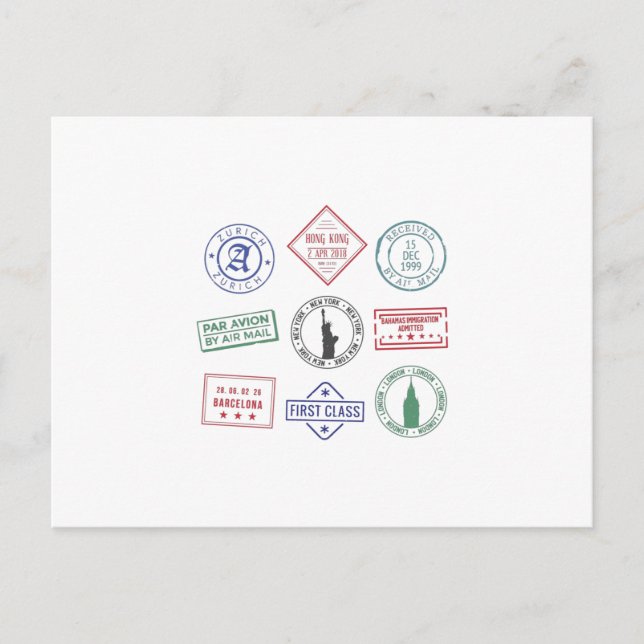 Carte Postale Timbre de passeport (Devant)