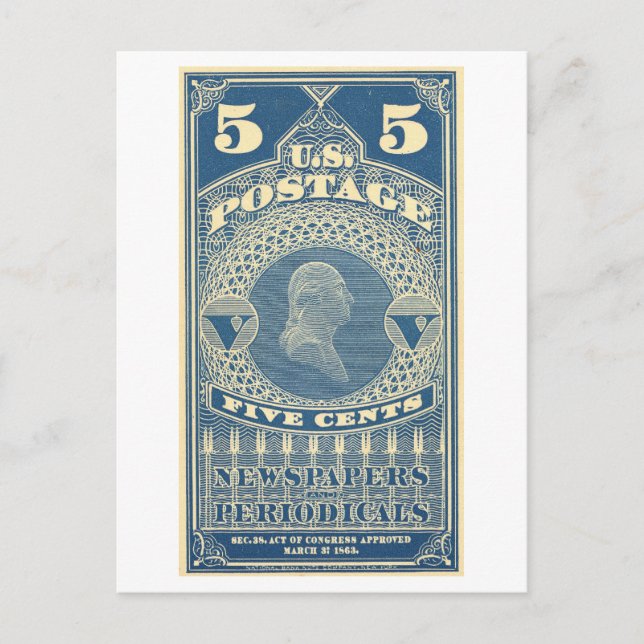 Carte Postale Timbre-poste américain pour journaux et périodique (Devant)