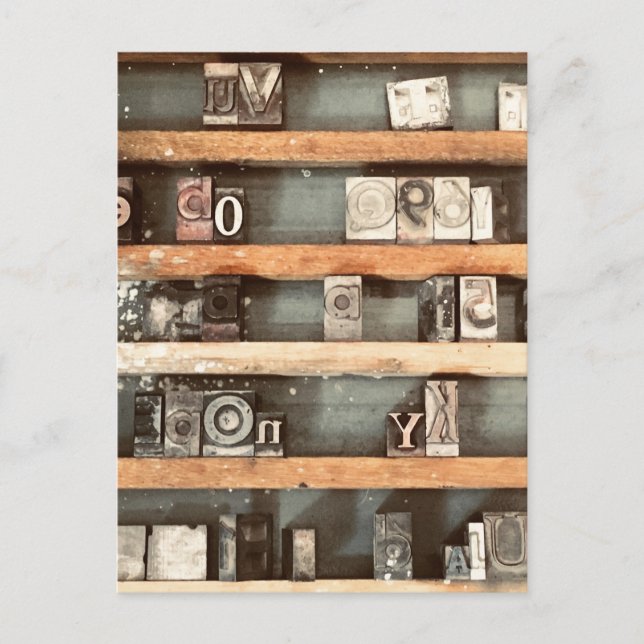 Carte Postale timbres de bloc d'impression antique (Devant)