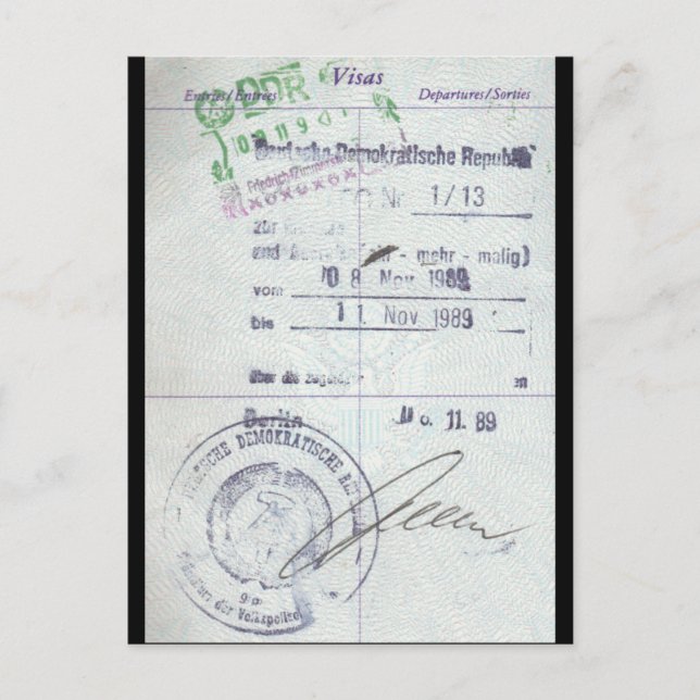 Carte Postale Timbres de visa et d'entrée de l'Allemagne de l'Es (Devant)