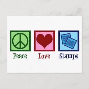 Carte Postale Timbres Peace Love