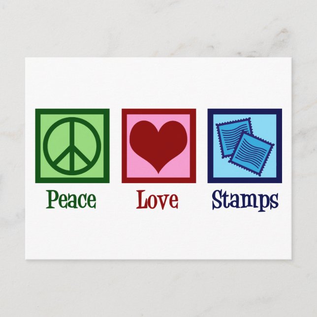 Carte Postale Timbres Peace Love (Devant)