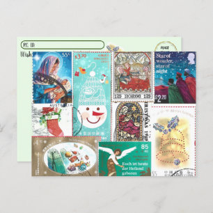 Carte Postale Timbres personnalisés en pot de Noël
