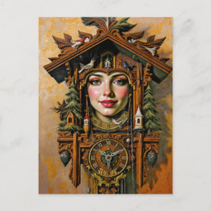 Carte Postale "Timeless Muse" - Portrait de l'horloge de la cabi