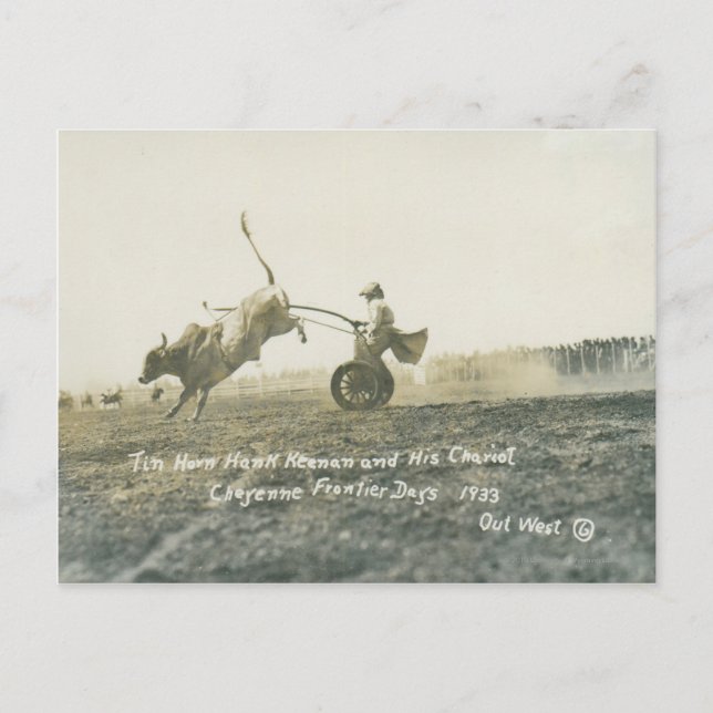 Carte Postale Tin Horn Hank Keenan et son char. (Devant)