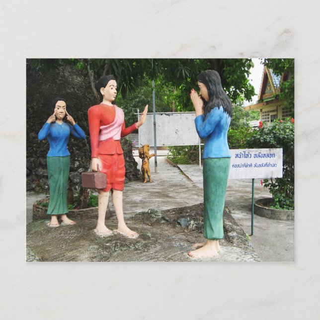 Carte Postale Tirer Les Visages Derrière Le Dos (Devant)