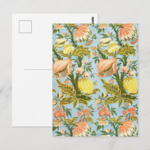 Carte Postale Tissu damassé de fleurs et de fruits baroque class