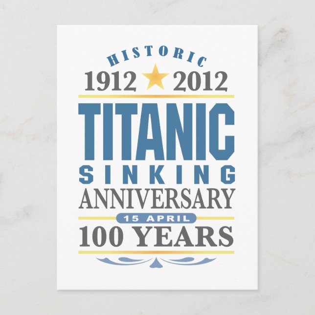 Carte Postale Titanic Sinking 100 ans Anniversaire (Devant)
