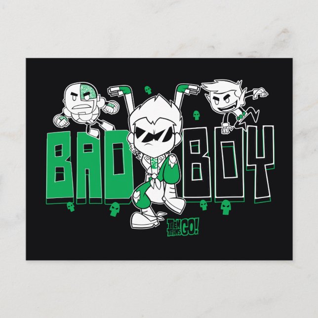 Carte Postale Titans Ados, allez ! | "Bad Boy" Robin, Cyborg & B (Devant)
