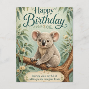Carte Postale Titre Créatif Anniversaire Koala Adorable Eucalypt