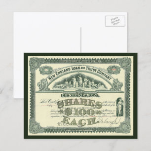 Carte Postale Titre de capital social ancien Finance d'entrepris