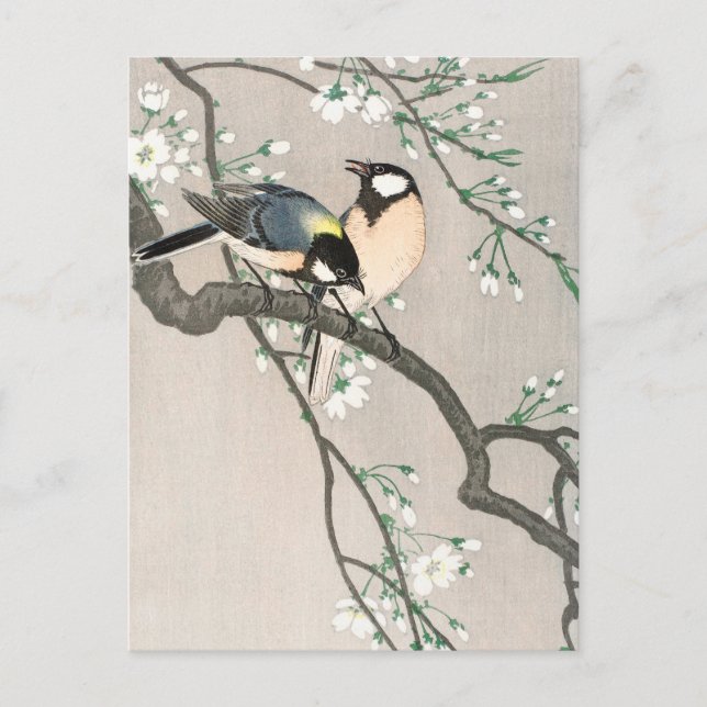 Carte Postale Tits sur branche de cerisier - Ohara Koson - Art v (Devant)