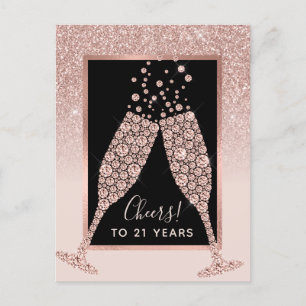 Carte Postale Toast 21e anniversaire de la Parties scintillant r