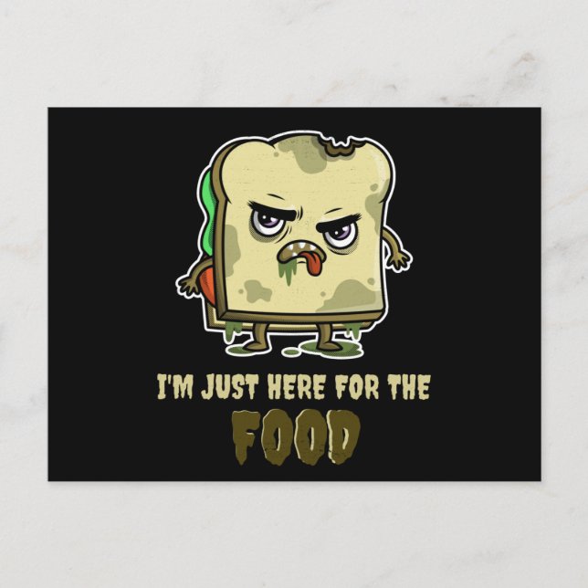 Carte Postale Toast de sandwich zombie drôle Halloween Kawaii (Devant)