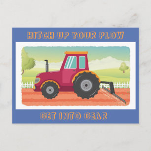 Carte Postale Toddler Tractor Anniversaire Invitation