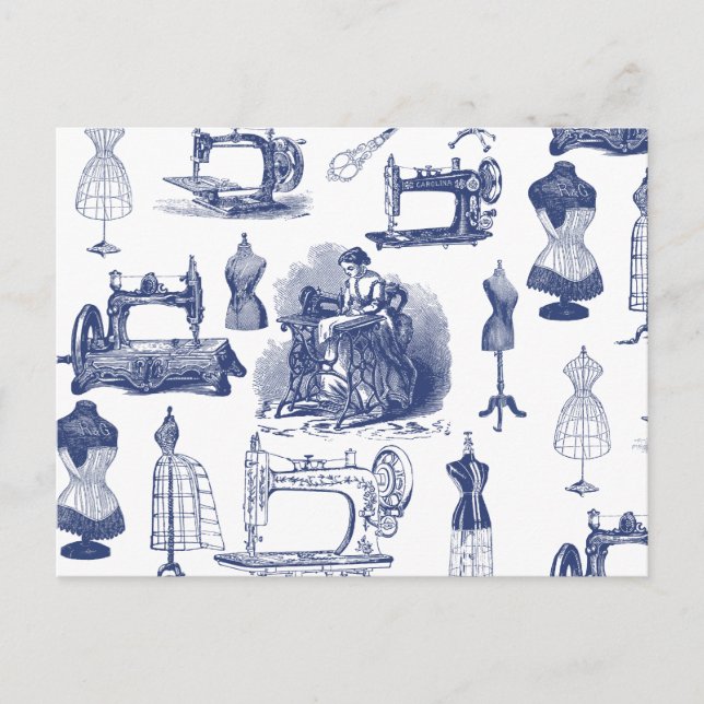 Carte Postale Toile à coudre vintage (Devant)