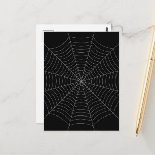 Carte Postale toile araignée noire grise motif Halloween