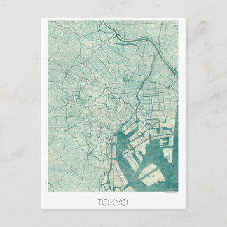 Carte Postale Tokyo Map Blue Vintage Watercolor