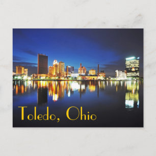 Carte Postale Toledo, Ohio à la tombée de la nuit