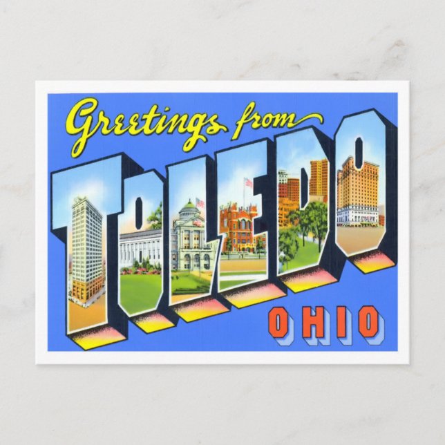 Carte postale Toledo, Ohio Vintage Big Letters (Devant)