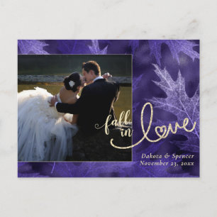 Carte Postale Tomber amoureux de l'automne   Merci photo violet