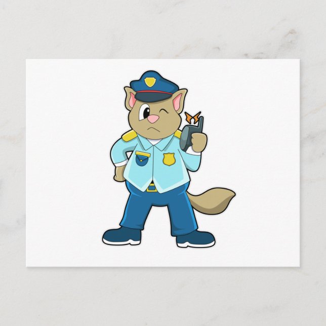 Carte Postale Tomcat en tant qu'officier de police avec Uniforme (Devant)