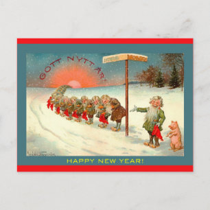 Carte Postale Tomte scandinave vintage Bonne année Image