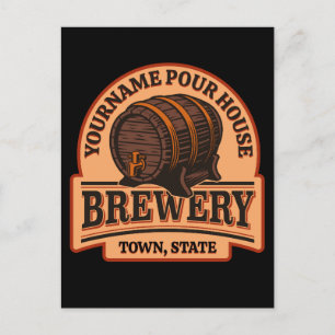 Carte Postale Tonneau de bière en chêne vieux nom personnalisé B