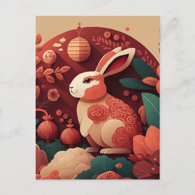 Carte Postale Tons Mués Rabbit Nouvel An chinois (Devant)