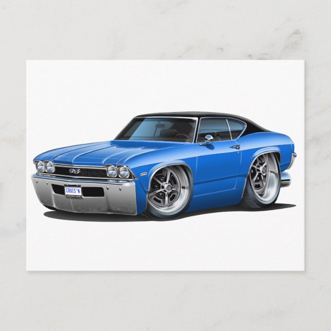 Carte Postale Top bleu-noir Chevelle 1968 (Devant)