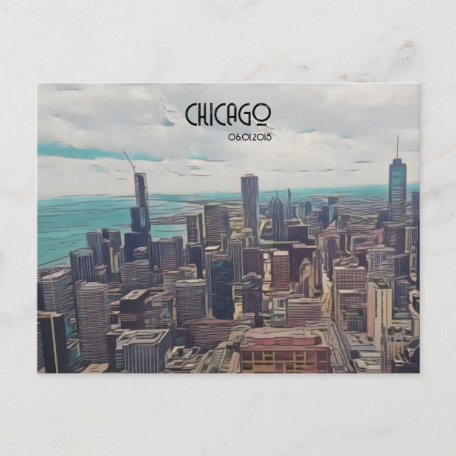 Carte Postale Top of the World, Chicago, Date personnalisable (Devant)