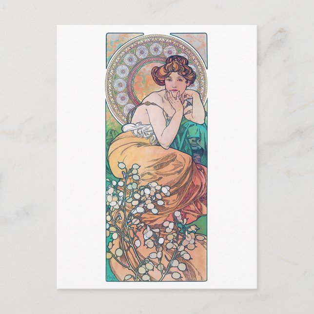 Carte Postale Topaz (Quatre Bijoux), Alphonse Mucha (Devant)