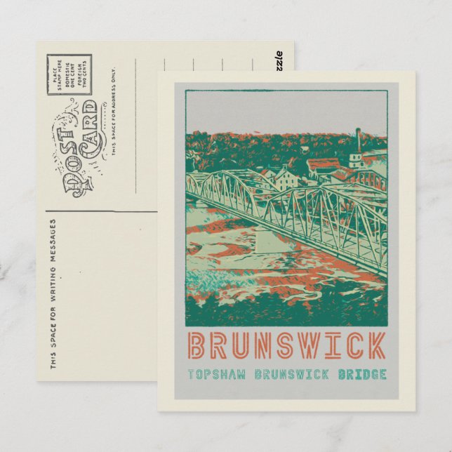 Carte Postale Topshaw Brunswick Bridge Maine USA (Devant / Derrière)