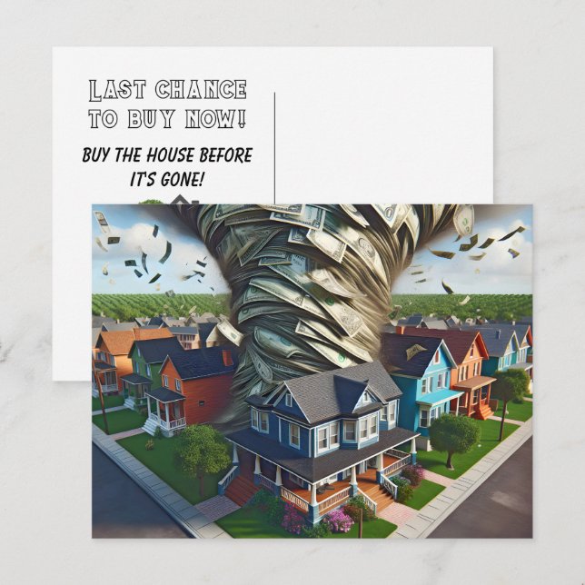 Carte Postale Tornade de l'argent immobilier (Devant / Derrière)