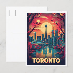 Carte Postale Toronto Canada Illustration de voyage en art Vinta