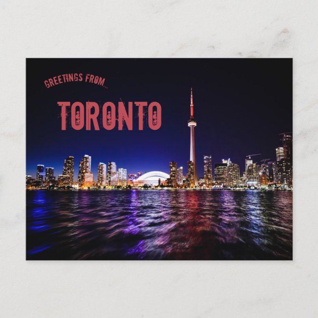 Carte Postale Toronto Ontario Skyline La Nuit (Devant)
