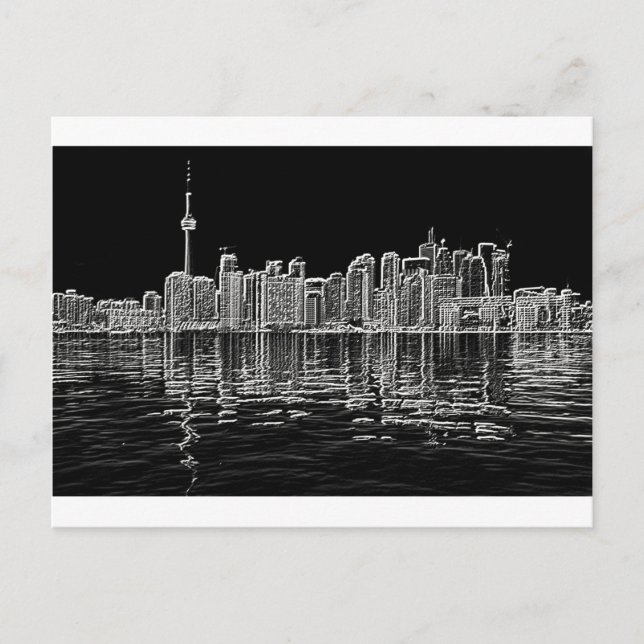 Carte Postale Toronto Skyline en noir et blanc (Devant)