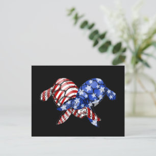 Carte Postale Tortue Américaine Chemise Drapeau 4 juillet Patrio