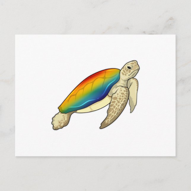 Carte Postale Tortue Arc-en-ciel (Devant)