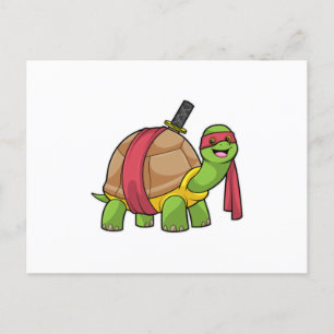 Carte Postale Tortue aux arts martiaux avec épée